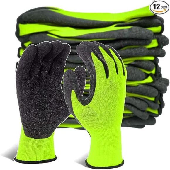 Evridwear Crinkle Latex Rubber Hand Coated Safety Work Gloves for Men Women - Picture 7 of 7